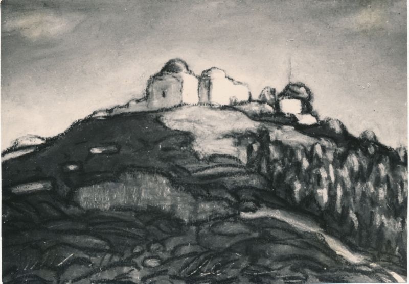 Fotokoopia. Ants Laikmaa maal "Tuniisi maastik", pastell. 1911. koopia.