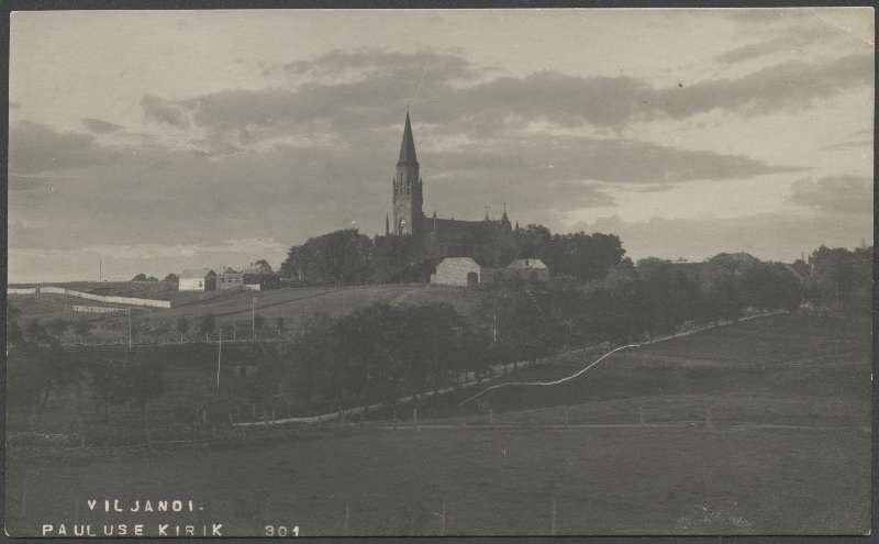 Postcard, Viljandi, Valuoja org, Pauluse church, sheep