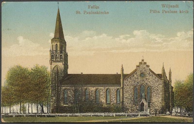 Postcard, Viljandi Paulus Church  duplicate photo