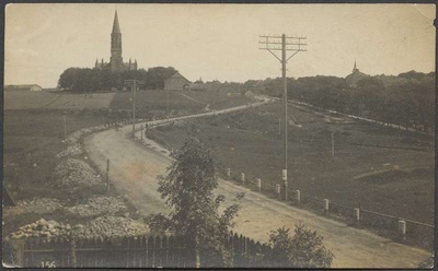 Postcard, Viljandi, Valuoja org, Vaksali tee, Pauluse church, sheep  duplicate photo