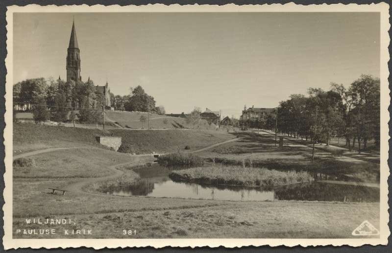 Postcard, Viljandi, Valuoja org (Väiketiik), Vaksali tee, Pauluse church
