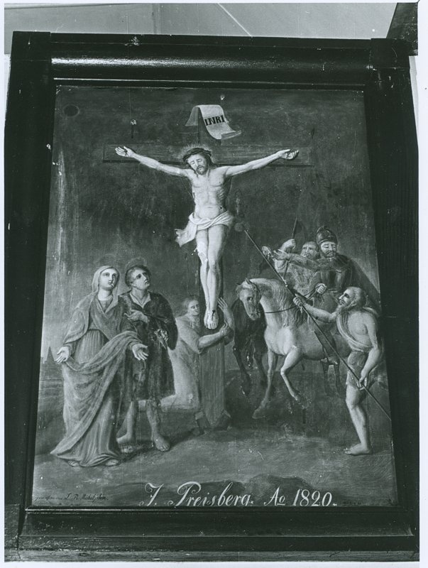 Foto. Nõva kirik. Epitaaf-maal J.Preisbergile, autor L.Michelson, 1820 (maalil märgitud aastaarv), puu, õlivärv.