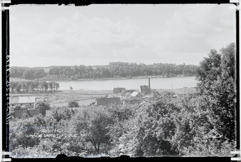 fotonegatiiv,  Vaade Viljandi järvele, auruveskile ümbrusega vastaskaldale