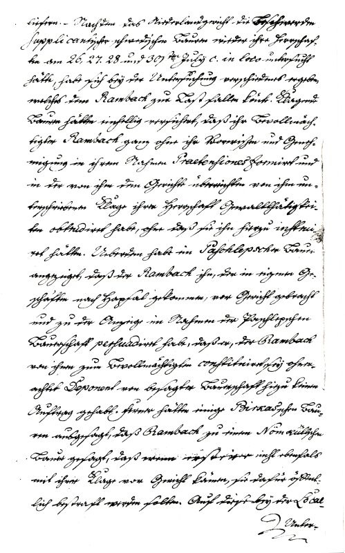 Fotokoopia. Tallinna Asehaldusvalitsuse eeskiri Haapsalu Alammaakohtule rootsi talupoegade mõisnike vastu üles ässitamises ja valekaebuste esitamises süüdistatava Haapsalu elaniku Jacob Johann Rambachi saatmise kohta Haapsalu Kreisikohtusse juurdluse lõpuleviimiseks ja karistamiseks. 6.oktoober 1792.a.