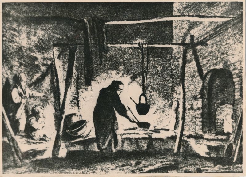 Foto. Liivimaa talutoa sisemus XVIII saj. Joonise järgi (Prince j.).