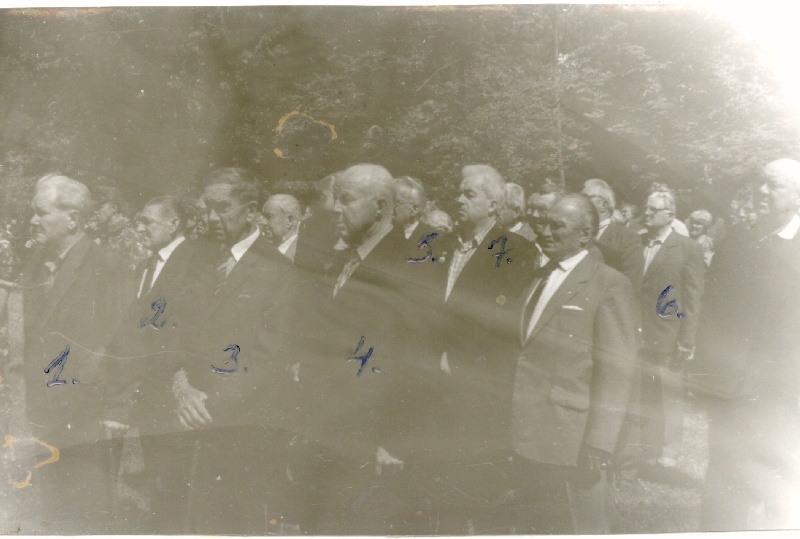 Foto. P. Läti, F. Mihkelson, A. Metsis, P. Ääremaa, A. Kotkas, E. Raudsepp, J. Keskküla Lihula Vabadussamba avamisel 1993. Eesti Sõjameeste Lõuna-Läänemaa Ühendus.