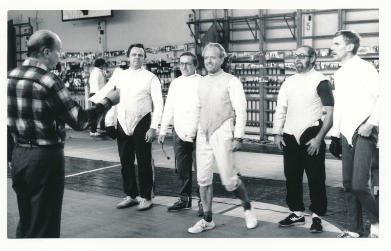 Foto. Haapsalu vehklemine - 40.Fotol: T.Jostman, R.Kamarik, A.Veetõusme, M.Kalda, E.Püve.  Mustvalge.