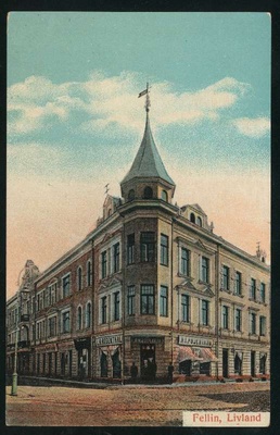Postcard, Viljandi, Ed. Pohl House Lossi- at the corner of Tartu  duplicate photo