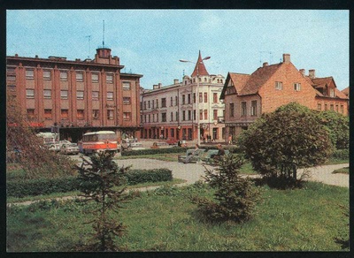 Postcard, Viljandi, Keskväljak, Tartu - Lossi crossmik  duplicate photo