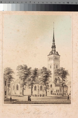 Tempeltey, Julius Friedrich. Niguliste Church. Theodor according to Gelhara. About 1850. Litography.  Pl 20,1 x 23,4  duplicate photo