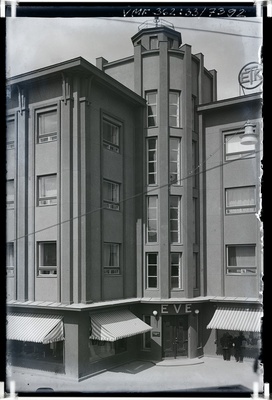 klaasnegatiiv, Viljandi, hotell-restoran EVE, Tartu-Lossi tn nurk, 1939 F: T. Parri  similar photo