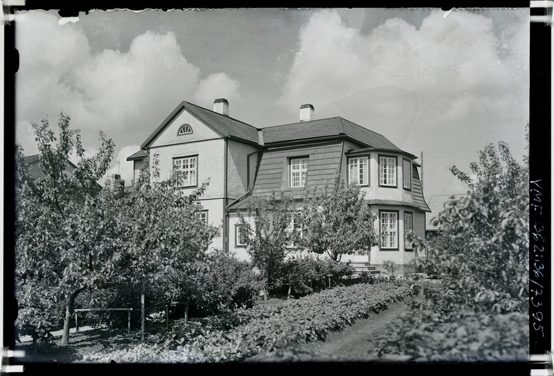 klaasnegatiiv, Viljandi, Ilmarise tn 20, Naari maja hoov, aed, 1935 F: T. Parri