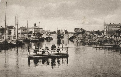 Photo postcard - parv Emajõel, background stone sild  duplicate photo
