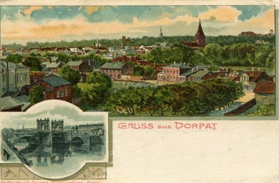 Gruss from Dorpat: Meltsiveski view, Kivisild. Tartu, 1905-1915.  duplicate photo