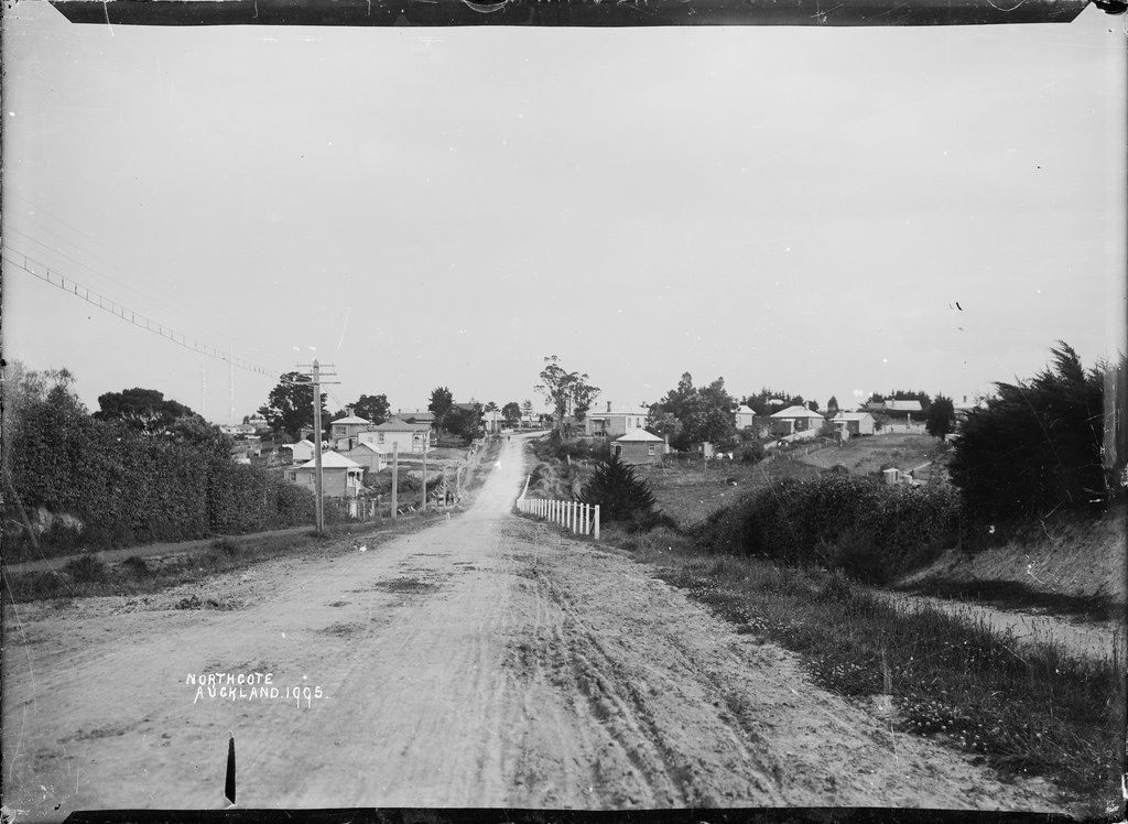 View looking down Stafford Road, Northcote, Auckland