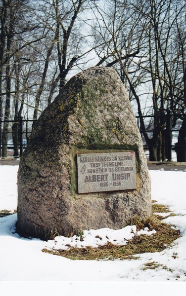 Mälestuskivi Albert Üksip'le Narva Pimeaias