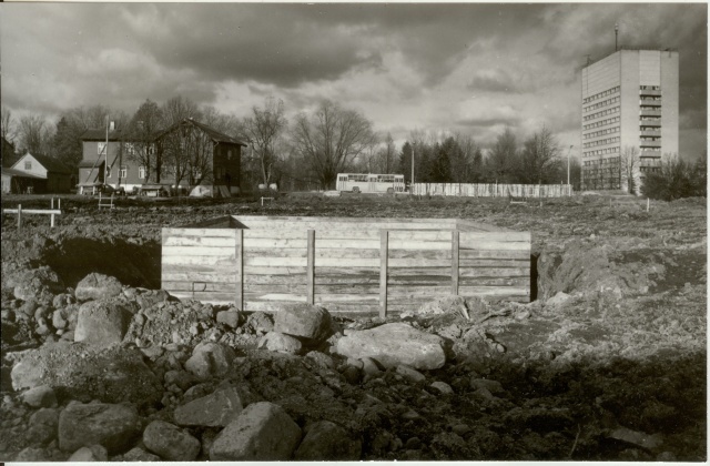 Photo construction works of the new cultural building in Paides 1985
