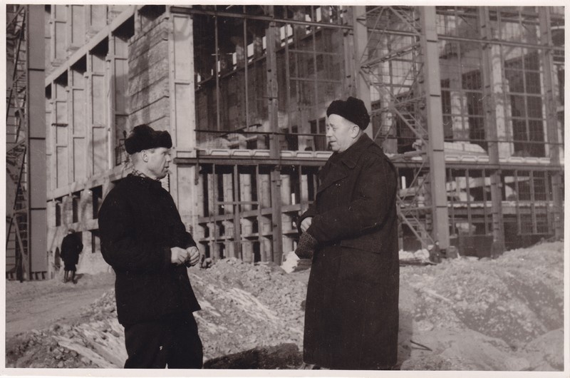 Balti SEJ ehitus. Jaoskonna nr. 2 ülem F. Afonin ja ehituse töödejuhataja A. Kostin