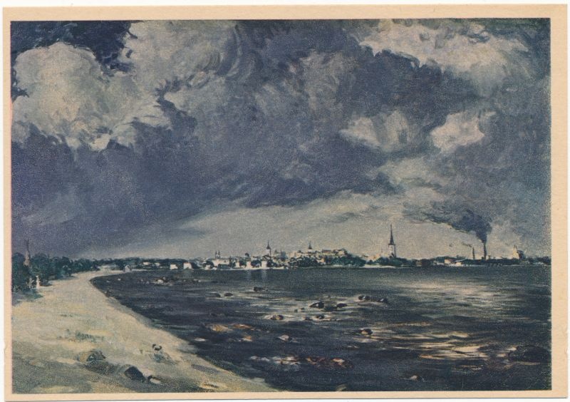 Postcard. R. Uutmaa. View of Tallinn.