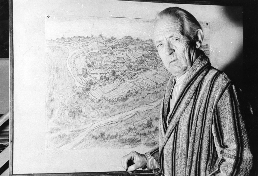 Maalikunstnik Johannes Võerahansu teosega