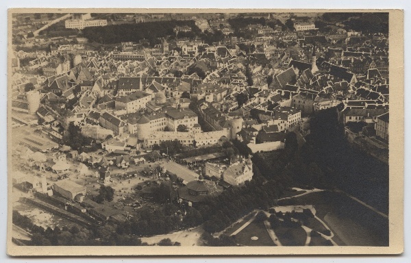 Tallinn, view from the bird flight to the Old Town, exhibition space on the left.