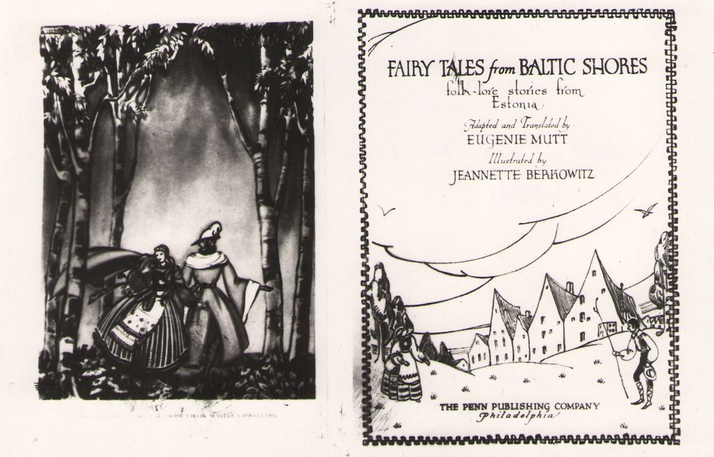 Foto. Frontispiss ja tiitelleht E. Mutt`i kogumikule FAIRY TALES FROM BALTIC SHORES. Philadelphia. 1930.
