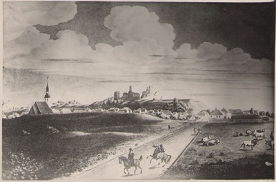 Foto. Rakvere ja selle lossi varemed (C. v. Ungern-Sternbergi seepia, 1827).  duplicate photo