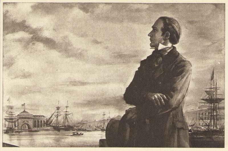 Postkaart. Kreutzwald Peterburis 1825. a (Evald Okase graafika).