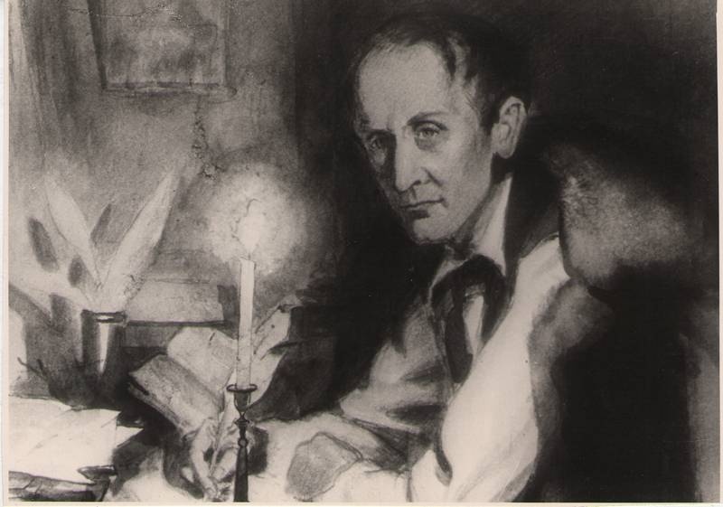 Foto. Filmist Fr. R. KREUTZWALD (foto joonistusest Kreutzwald KALEVIPOEGA kirjutamas).