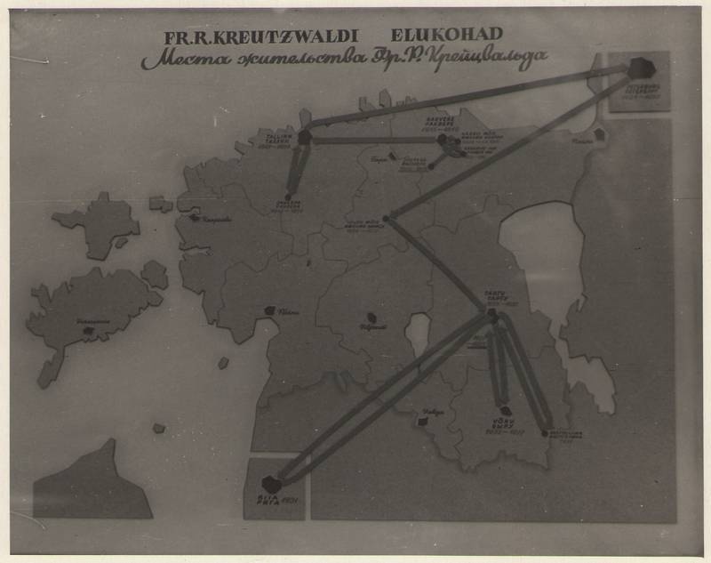 Foto. Fr. R. Kreutzwaldi elukohad (kaart).