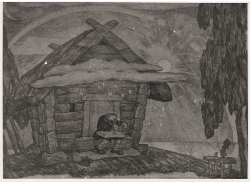 Foto. K. Raua söejoonis VANEMUISE LAUL (Fr. R. Kreutzwaldi KALEVIPOJA ainel).