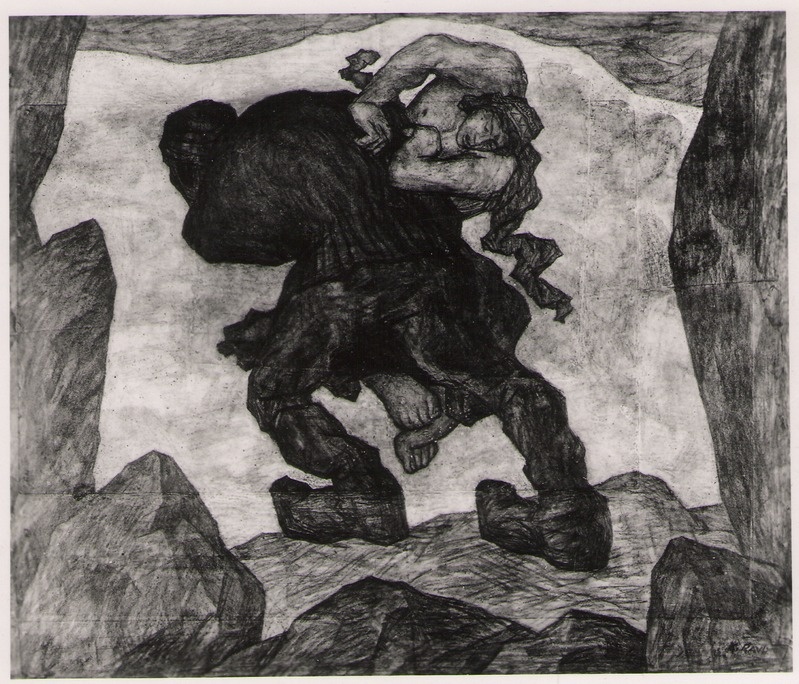 Foto. K. Raua söejoonis LINDA RÖÖVIMINE (Fr. R. Kreutzwaldi KALEVIPOJA ainel).