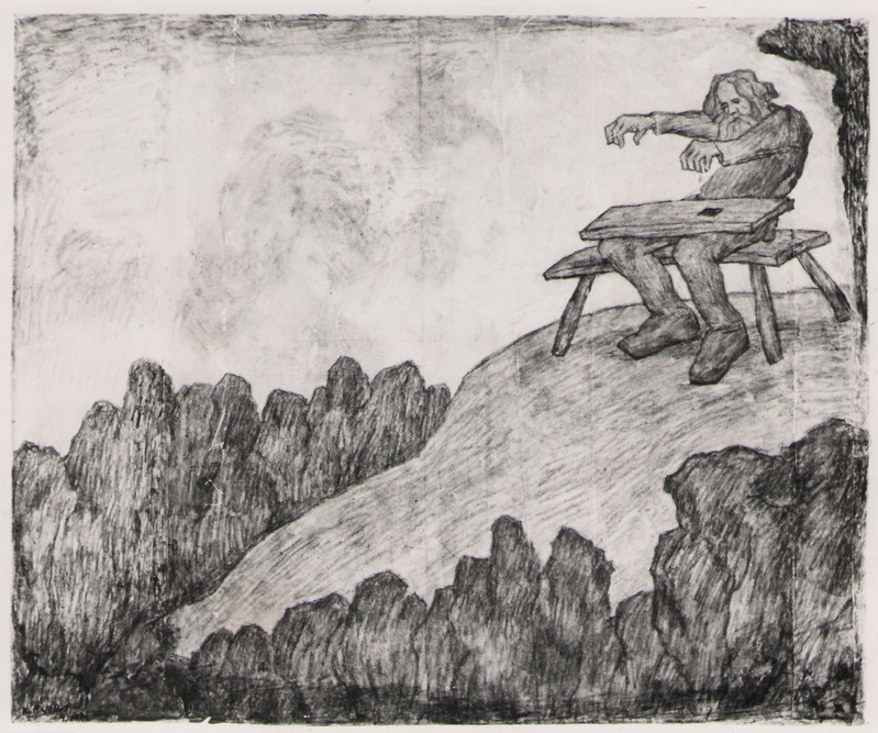 Foto. K. Raua söejoonis VANEMUISE LAUL (Fr. R. Kreutzwaldi KALEVIPOJA ainel).