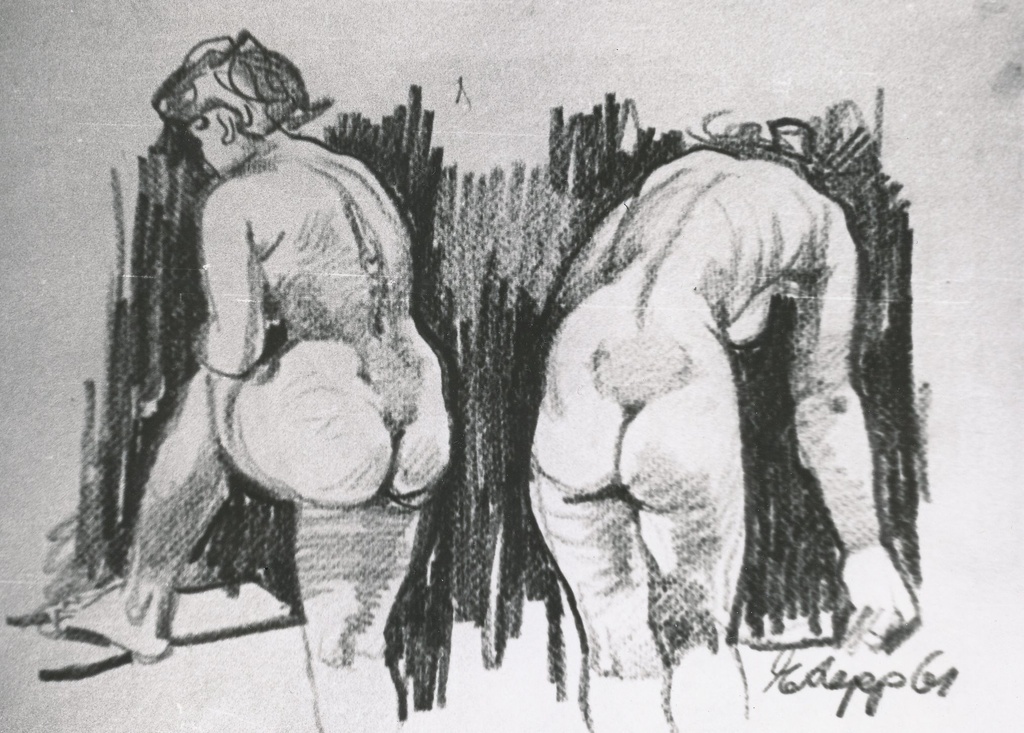 Foto. Kunstnik Esko Lepa töö "Kaks akti", tagantvaates 1961