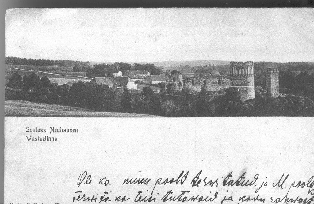 Trükipostkaart.Vastseliina linnuse varemed.Verlag F.Karlson Werro.