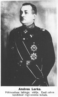 Foto. Larka, Andres - kindralmajor, 1934.a. riigivanema valimiste reklaamfoto.  duplicate photo