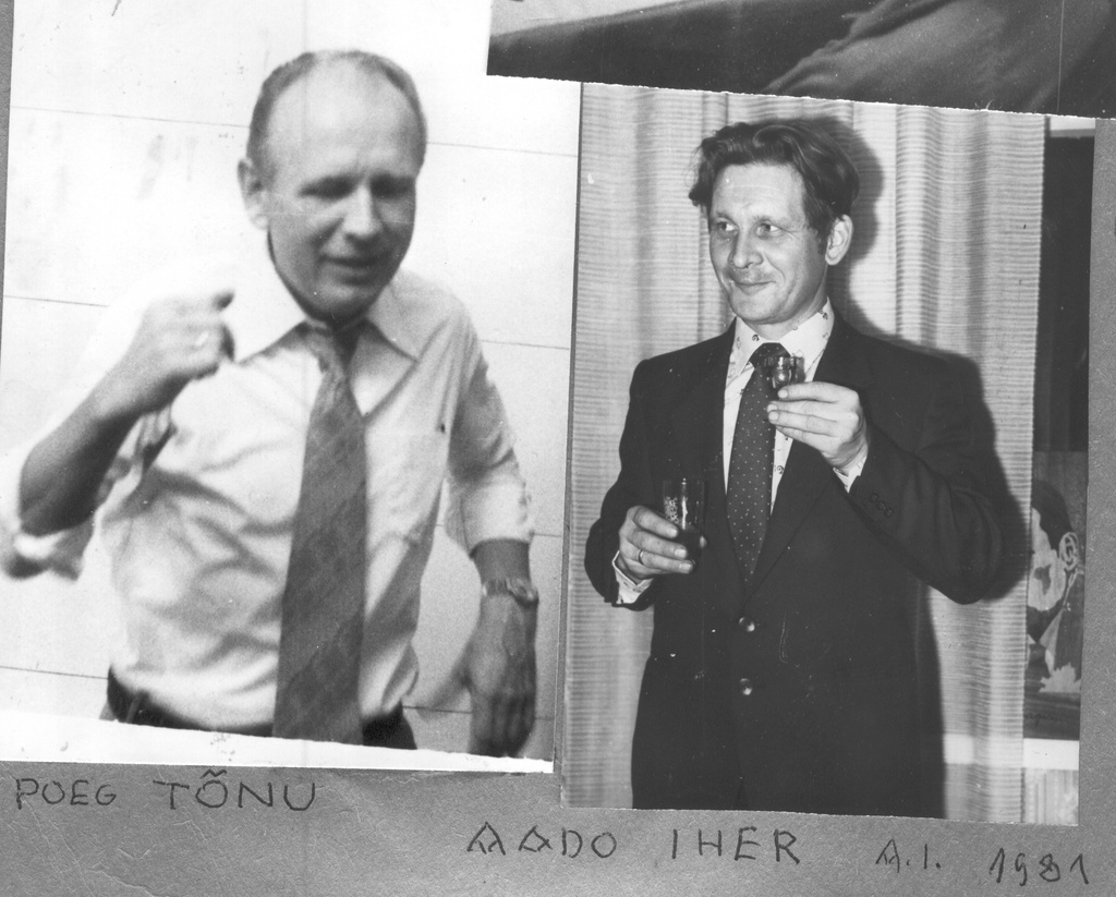 Fotoalbum. Ivask, Alberti  75. sünnipäev septembris 1981.a. Juubilari õnnitleb kodu-uurija ja looduskaitsja Aado Iher.