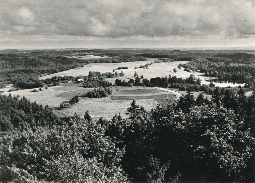 Foto. Vaade Plaksi külale ja Tuuljärvele  Suure Munamäe vaatetornist.
