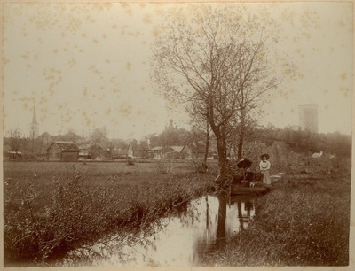 foto, Paide vaade 1900.a., esiplaanil jõgi  duplicate photo