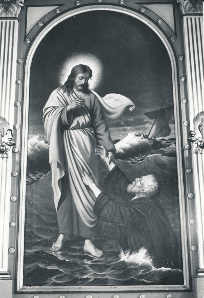 Foto.Vana-Roosa kiriku altarimaal  Kristus järvel  ,oktoobris 1986.a.