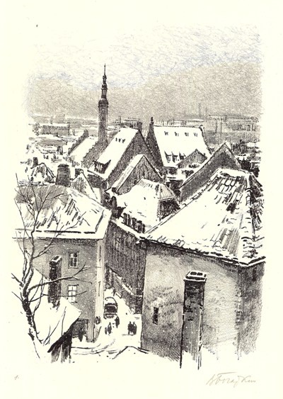 View to Tallinn from Toompea (page from map "Vana Tallinn")