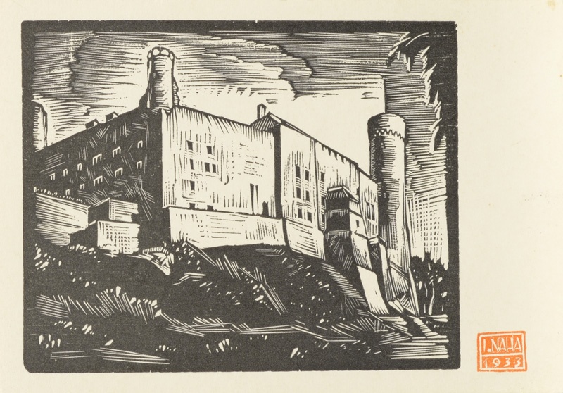 Toompea Castle with the building of the state assembly. From the series "Original wood particle I of Vana Tallinn"