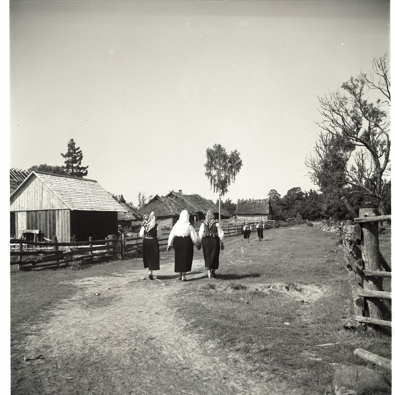 Ruhnu, naised küla vahel.