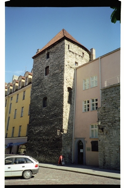 View of the Assauwe Tower located in the Old Town of Tallinn, Müürivahe Street