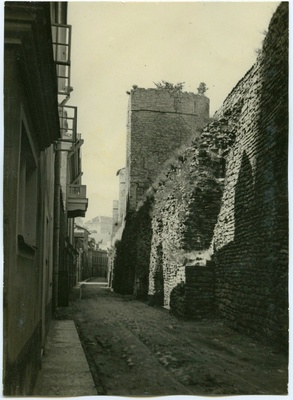 Tallinn, Laboratooriumi tänav linnamüüri ja tornidega.  duplicate photo