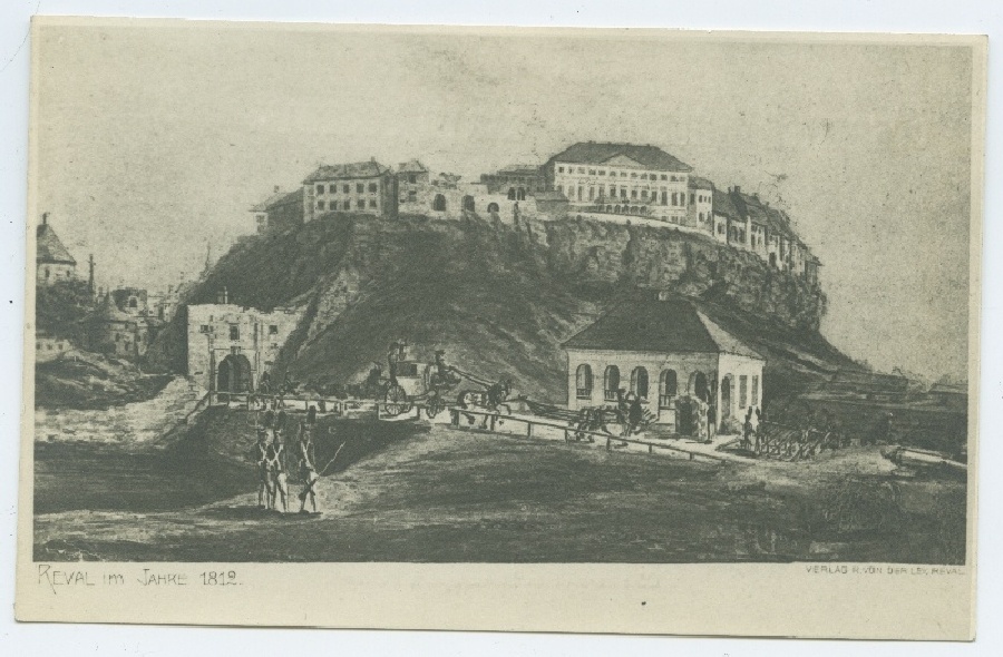 Unknown author, "Reval im Jahre 1812", view of Toompea on the north, at the forefront of Nunnevärav.