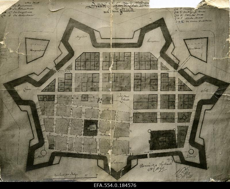 Pärnu linna kaart, 1696. a. - Ajapaik