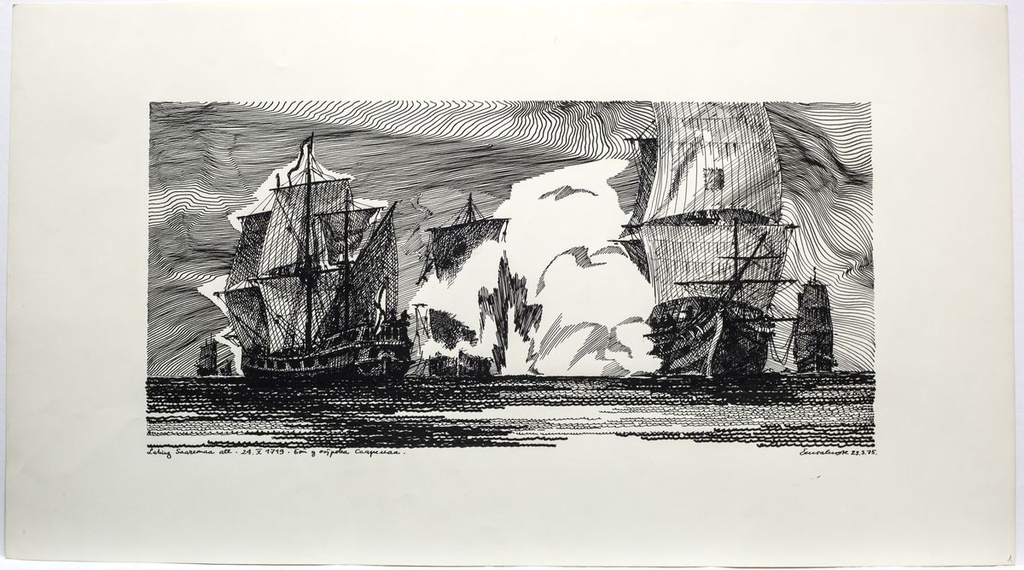 tuššijoonistus, "Lahing Saaremaa all 24.05.1719.a."