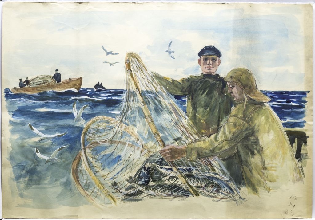 akvarell, "Kalurid merel"