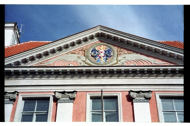 The facade of the building on Pikal Street in the Old Town of Tallinn, the facade of the von Rosenite family